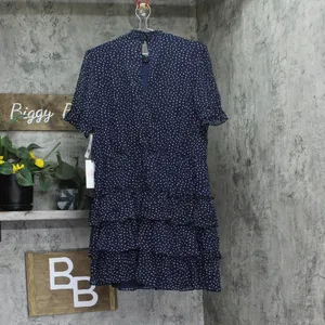 NWT Crystal Doll Short Sleeve Babydoll Dress Navy Blue / White XL thumbnail 7