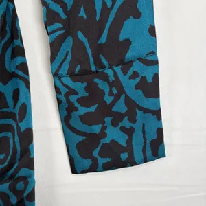 Venti6 LA Teal Abstract Swirl Ruched Mini Dress Long Sleeve Made in Italy S‎ thumbnail 4