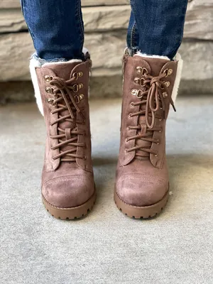 Top Moda Tan Sherpa Lug Sole Ankle Bootie thumbnail 3