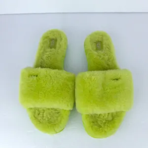 UGG Cozette Slides Womens 8 Electric Lime Sheepskin Fur Slip On Sandals Y2K thumbnail 5