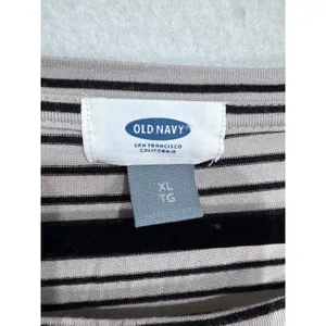 Old Navy XL‎ Tan Black Striped Long Sleeve T-Shirt Women's Casual Soft Knit thumbnail 3