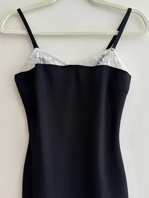 Madden Girl Black and White Bodycon Lace Trim Mini Dress, Size Medium thumbnail 2