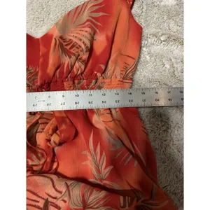 LINEA DOMANI Dress Orange-Red Hawaiian Resort Maxi V-neck Sleeveless Size 10 thumbnail 7