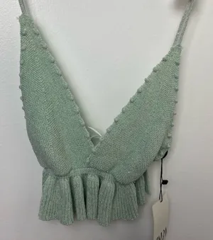 ZARA Mint knit halter top thumbnail 1