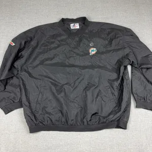 Miami Dolphins Jacket Mens 2XL Black NFL Logo Athletic Pullover Windbreaker thumbnail 1