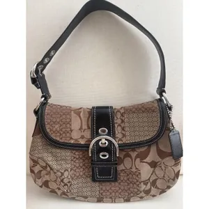 Vintage y2k Coach Soho Patchwork Hobo Bag Signature Jacquard Leather Trim Buckle thumbnail 2