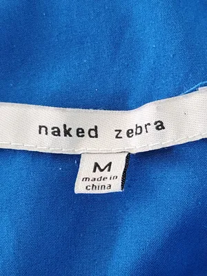 Naked Zebra Blue Sleeveless Tiered Mini Dress Size Medium Flaw thumbnail 7