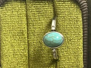 Vintage/Boho Design Faux Turquoise Stainless Steel Silver Ring Size 6 NWT thumbnail 2
