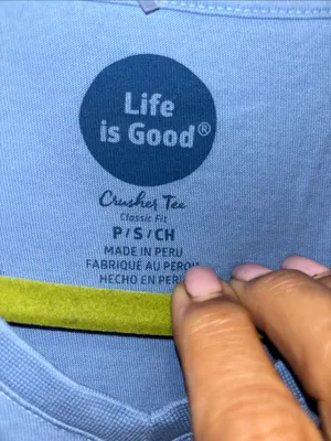 Life Is Good Blue L/S Tee Shirt V Neck With Life Is Golden On Front Size Small thumbnail 5