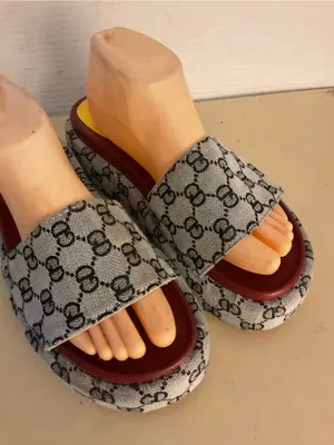 Fashion women canvas platform monogram slide sandals US 10 thumbnail 4