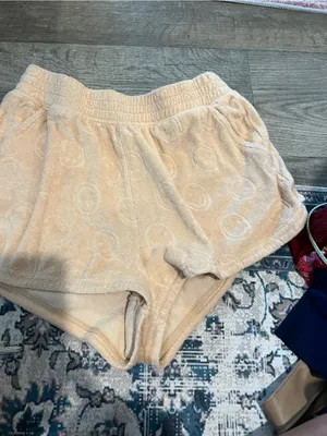 Aerie Cozy Terry Cloth Lounge Shorts in Light Brown thumbnail 4