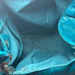 Teal Blue Slouchy Hobo Bag Shoulder‎ Purse Boho Y2K Large Soft Faux Leather thumbnail 7