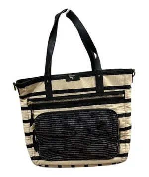 Fossil Striped Tote in Navy and Cream thumbnail 1