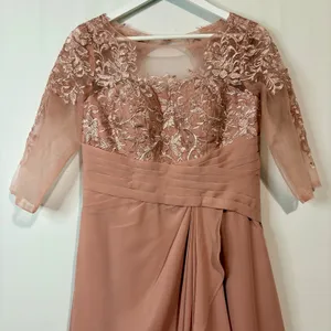 Women’s Lace Bodice Ruffle Chiffon Maxi Formal Gown Dress Dusty Rose Small 4 / 6 thumbnail 2
