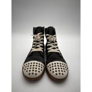 Dr Martens Hackstud Studded Canvas Black Spike Grunge Crackle Boots UK6 EU39 US8 thumbnail 4