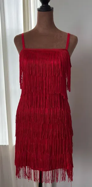 Unique Vintage Red Fringe Flapper Dress S Cocktail Party Retro Homecoming Y2K thumbnail 1