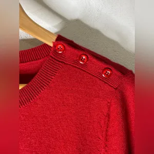 Talbots Red Navy Stripe Lambswool Blend Sweater Size‎ Large thumbnail 4