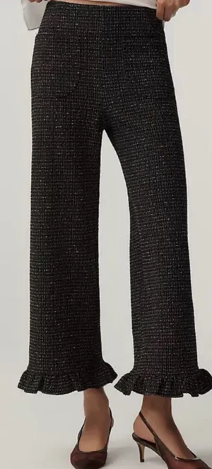 Anthropologie Maeve The Colette Crop Wide-Leg Pants: Tweed Edition, Size 26 thumbnail 1