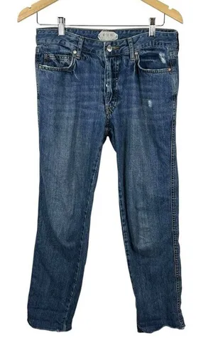 We The Free Jeans Straight Leg Raw Hem Medium Wash Women's Size‎ 25 Boho thumbnail 1