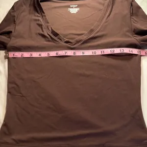 QINSEN Womens Brown Long Sleeve V-Neck Stretchy Fitted Top Size S thumbnail 5