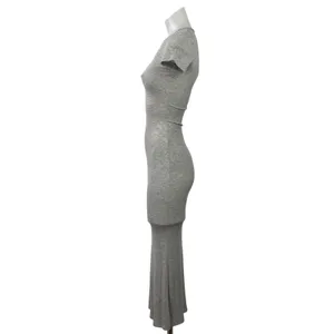 Aritzia The Group Babaton Heather Gray Short Sleeve Knit Maxi Bodycon Dress XS thumbnail 2