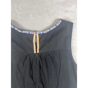 Anthropologie Akemi + Kin Knit Top Black Bohemian Embroidered Beads Size L thumbnail 8