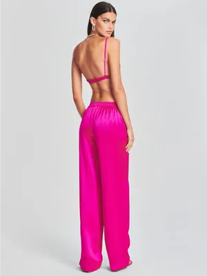 Retrofête Kasha Neon Pink Satin Wide Leg Pant thumbnail 14