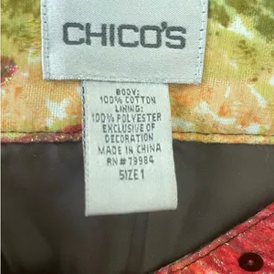 Chicos Women Boho Whimsical Floral Sequin Jacket‎ M Multicolor Artsy Botanical thumbnail 8