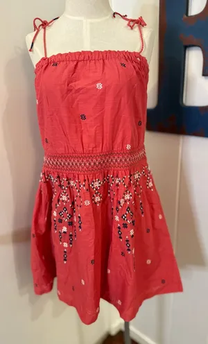 Abercrombie & Fitch Coral Tie-Shoulder Embroidered Mini Dress Sz S thumbnail 1