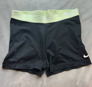 Nike Women's Black Bike Shorts with Lime Waistband thumbnail 1