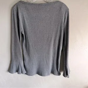 J. Crew Gray Ribbed Bell‎ Sleeve Long Sleeve Top thumbnail 5