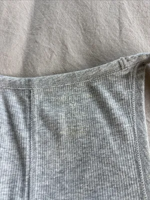 American Eagle Grey Ribbed Tank Top thumbnail 3