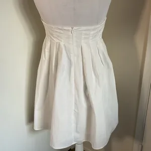 Commense White Strapless Mini Dress Large L Cotton Blend Structured Minimalist thumbnail 7