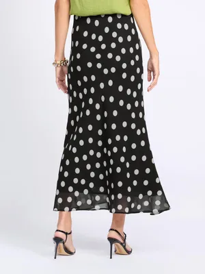 NWT Few Moda Astoria Maxi Skirt size XS black white polka dot pull on thumbnail 2