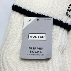 Hunter Cream Cable Knit Socks with Striped Cuff‎ ONe Size Fits Most thumbnail 3
