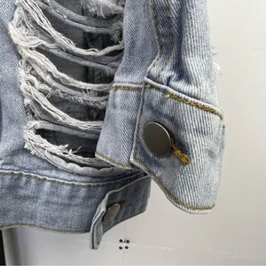 Thirty 6 Point 5 Denim Jacket Women S Blue Oversized Distressed Grunge Boyfriend thumbnail 6