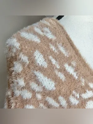 Abercrombie & Fitch Soft A&F Leopard Print Sweater Small S Tan White Scoop Neck thumbnail 4