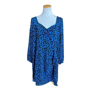 NWOT Womens Ava & Viv Balloon Long Sleeve Animal Print Wrap Dress - Sz 2X thumbnail 4