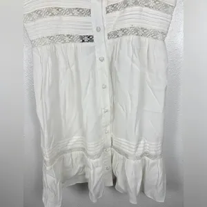 Storia NWT‎ White Lace Buttons Mini Babydoll Dress Women's Small thumbnail 4