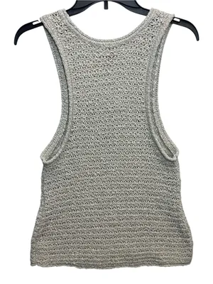 Aerie Gray Open Knit Sweater Tank Top Size XL Sleeveless Scoop Neck thumbnail 4