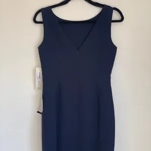 NWT Eliza J Ruffle Front‎ Sleeveless Floor Length Gown in Navy Blue thumbnail 7