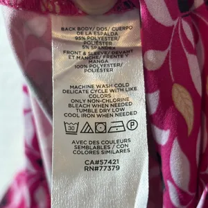 Ann Taylor Size S V-Neck Long Sleeve Floral Blouse Top - Magenta Sunset thumbnail 6