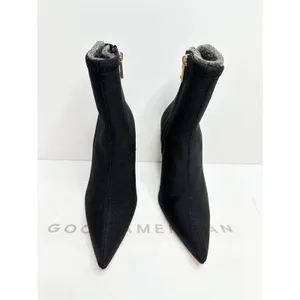Good American Booties Size 5.5 High Kickstand Black Pointed Toe Neoprene Boot‎ thumbnail 4