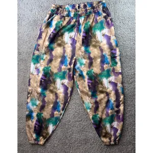 Boohoo Womens Abstract Tie Dye Tracksuit Set Cargo Sweatshirt Joggers Purple L thumbnail 4