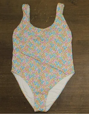 NEW Cotton On Cheeky Coverage Floral Print One Piece Swimsuit White Multi XL thumbnail 1