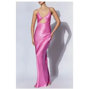Meshki Sadie Maxi Satin‎ Halter Ruched Slip Dress Pink Size XL Wedding Guest thumbnail 5