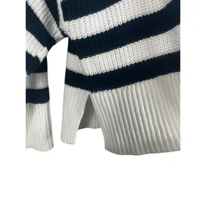 Quince Organic Cotton Striped Turtleneck Sweater Ivory Black Oversized XL thumbnail 3