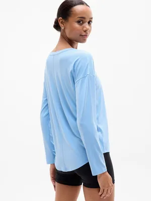 New Athleta L Move With Ease Top  Large  Regular Breeze Blue Long Sleeve thumbnail 3