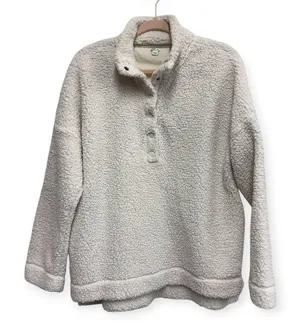 Aerie Sherpa Pullover Women's M Ivory Cream Snap Neck Cozy Fleece thumbnail 1