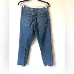 Agolde Riley High Rise Crop Distressed Hem Jeans Size 27 thumbnail 7
